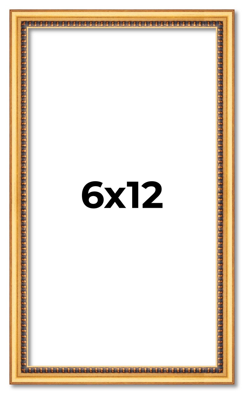 6x12 Classic Modern Gold Picture Frame - UV Acrylic, Foam Board Backing, Hanging Hardware